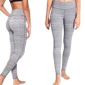 Athleta gray/white/black‎ stripe leggings size small